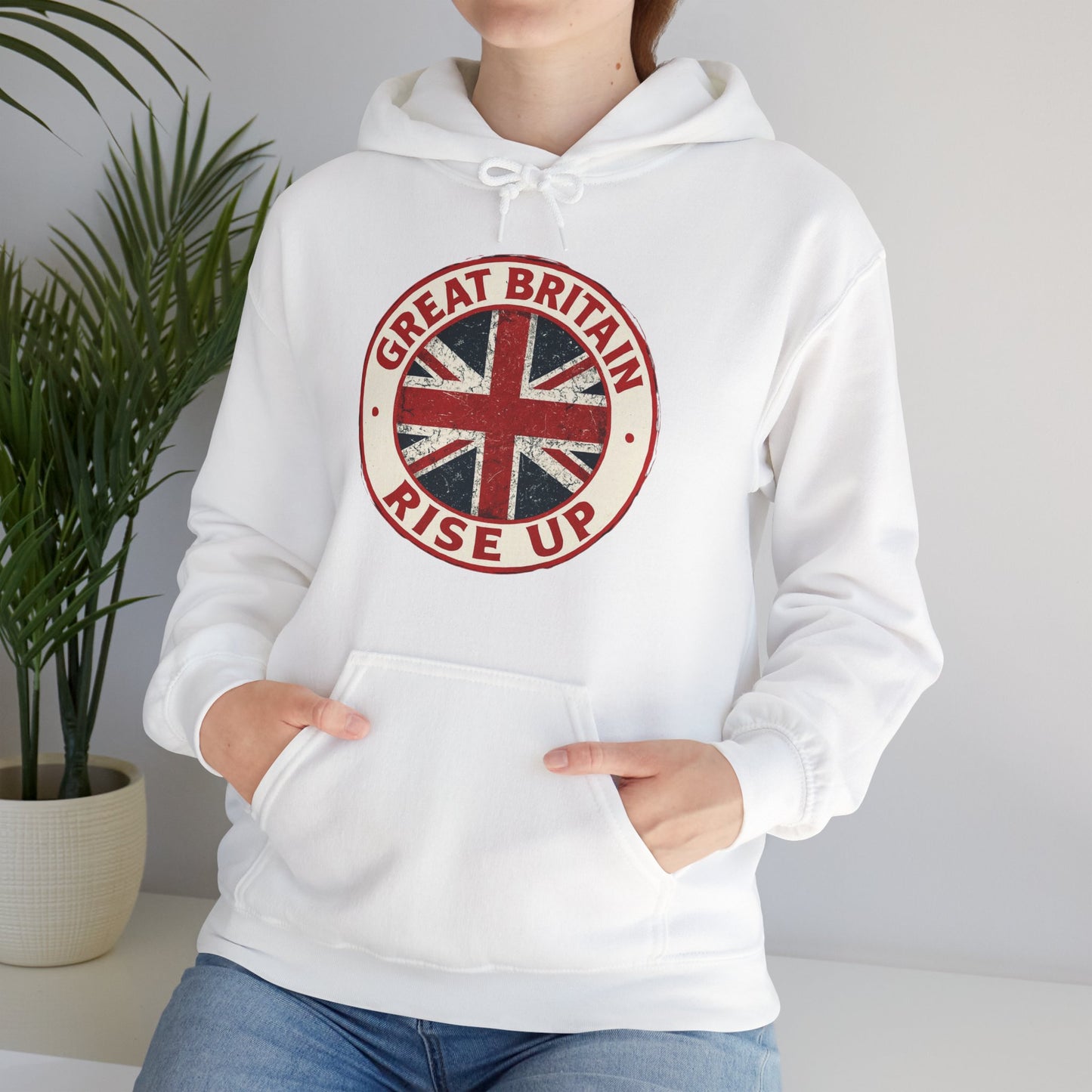 Great Britain Rise Up Hoodie | Unisex Heavy Blend Sweatshirt | Perfect for Pride, Travel, or Everyday Wear