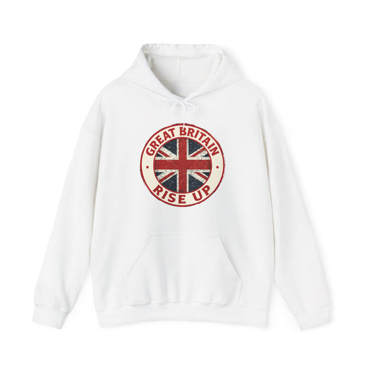 Great Britain Rise Up Hoodie | Unisex Heavy Blend Sweatshirt | Perfect for Pride, Travel, or Everyday Wear