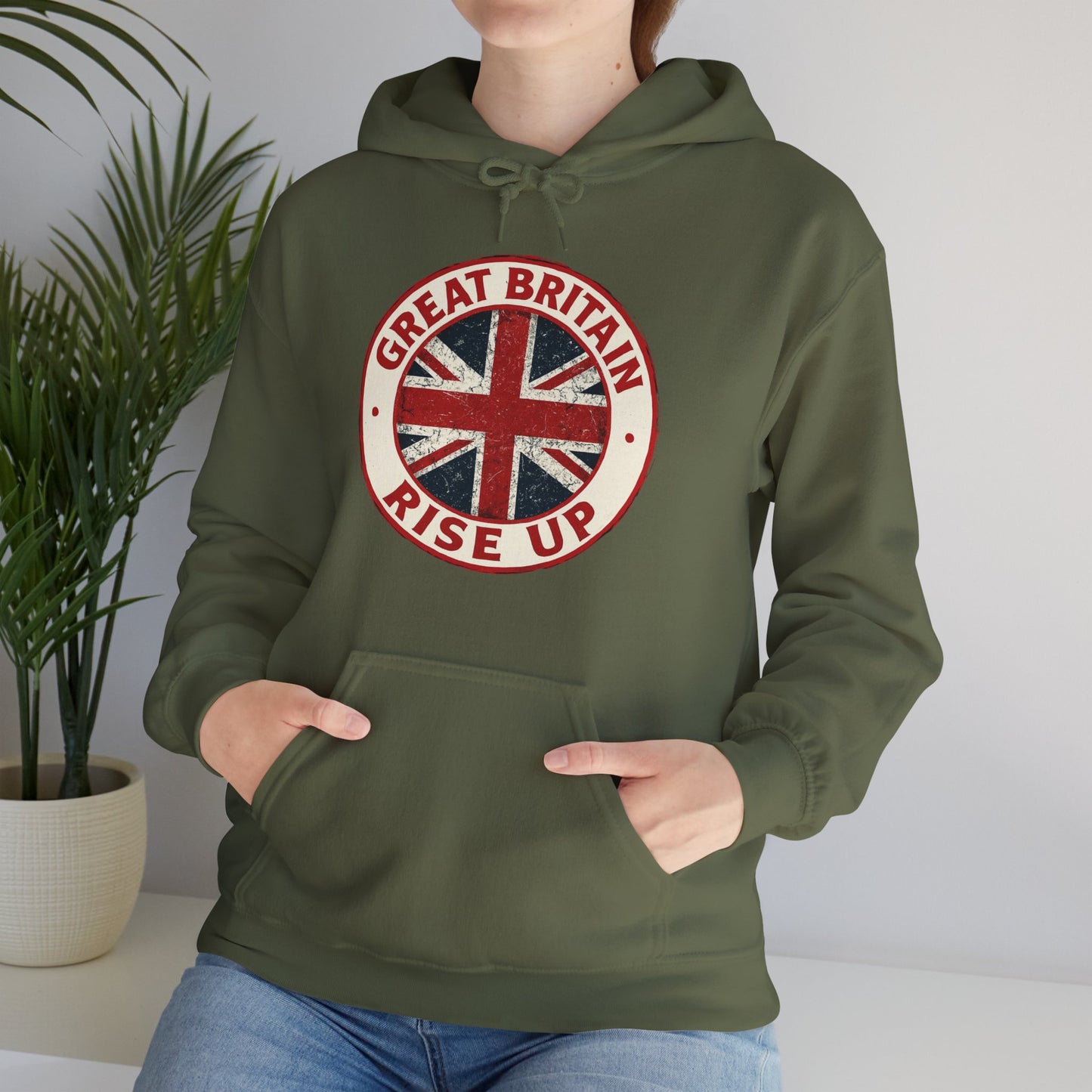 Great Britain Rise Up Hoodie | Unisex Heavy Blend Sweatshirt | Perfect for Pride, Travel, or Everyday Wear