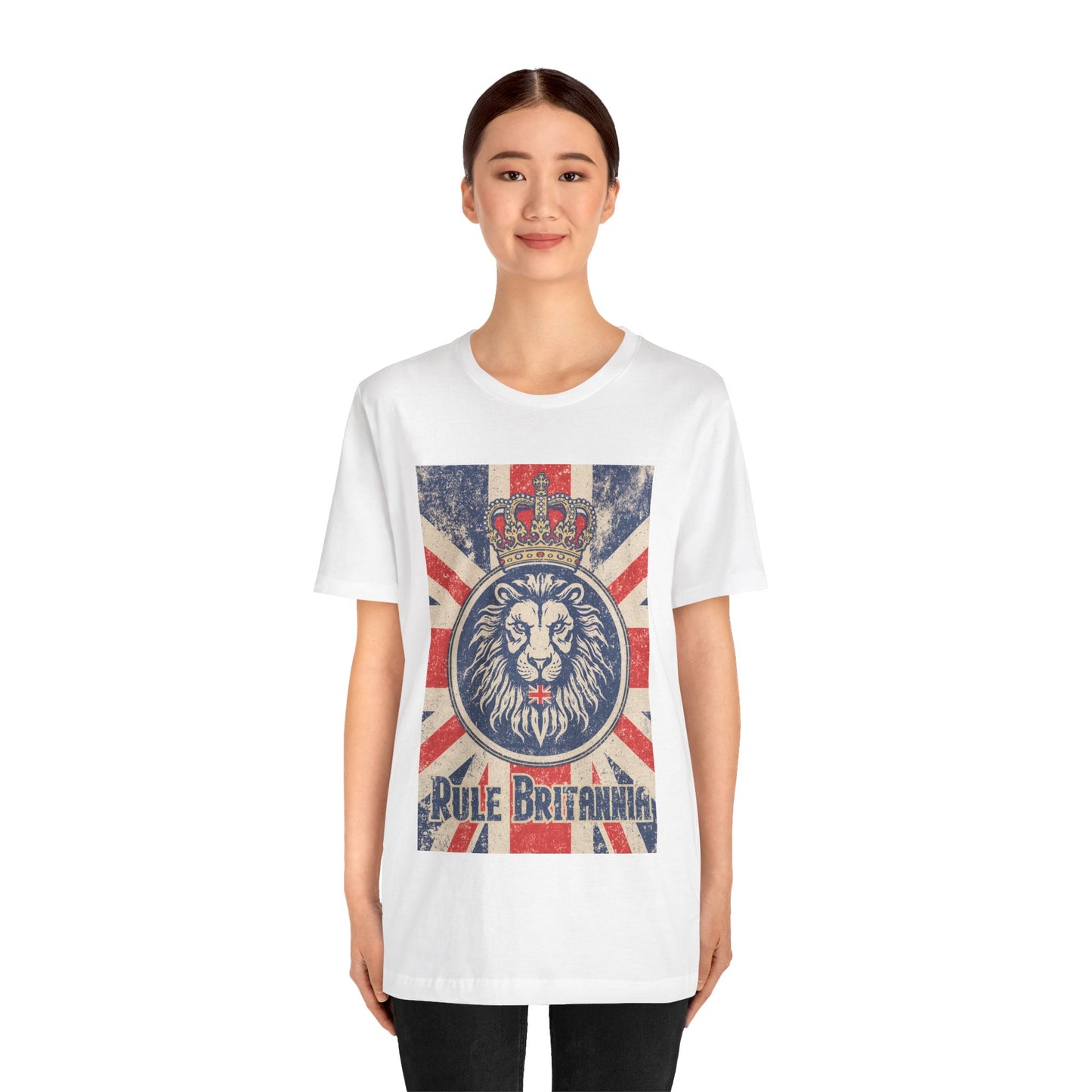 Vintage-Inspired Lion Graphic Tee, Rule Britannia Shirt, Unisex Casual Wear, British Pride Apparel, Perfect for Festivals or Gifting