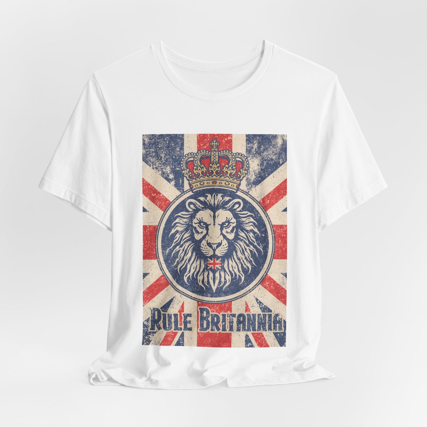 Vintage-Inspired Lion Graphic Tee, Rule Britannia Shirt, Unisex Casual Wear, British Pride Apparel, Perfect for Festivals or Gifting