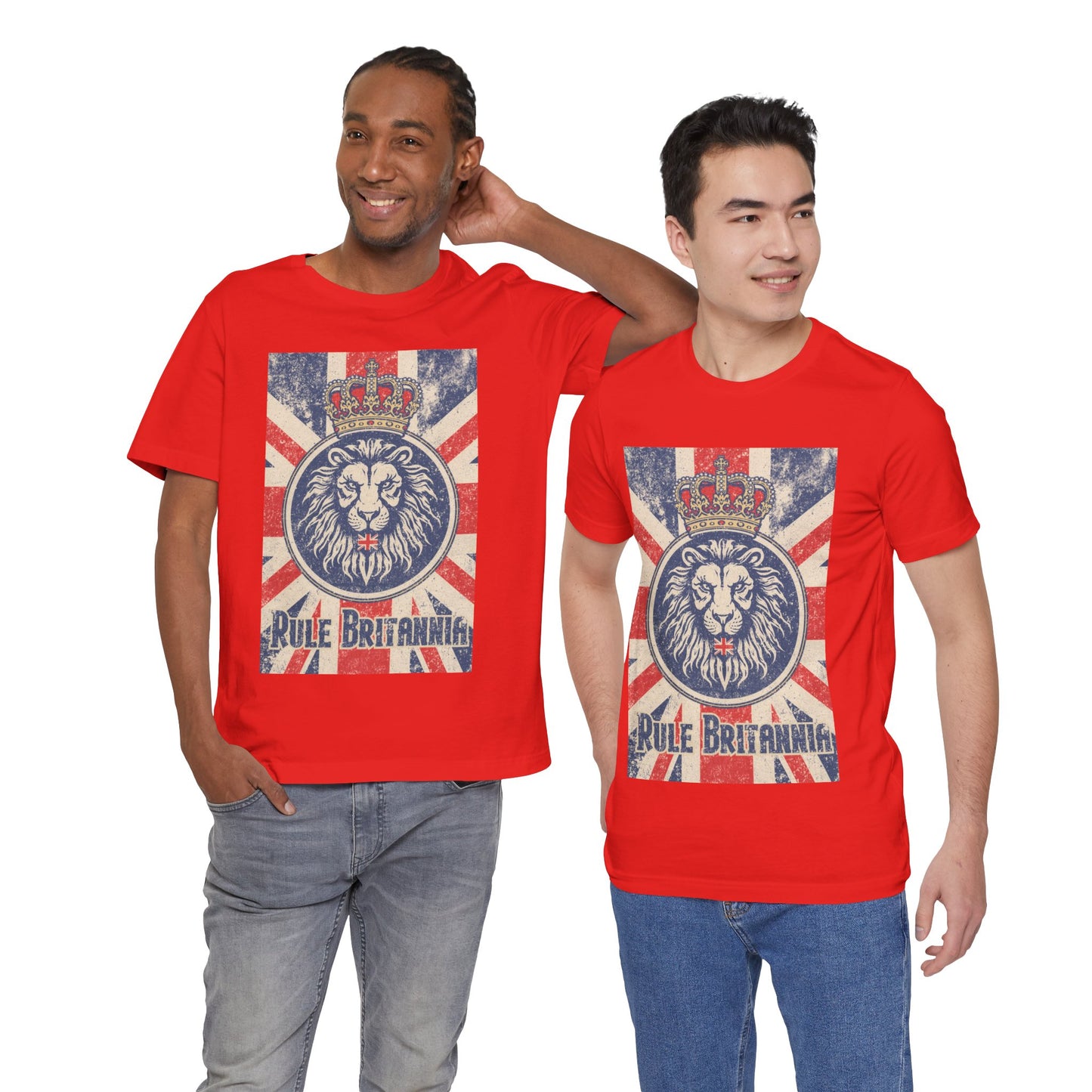 Vintage-Inspired Lion Graphic Tee, Rule Britannia Shirt, Unisex Casual Wear, British Pride Apparel, Perfect for Festivals or Gifting