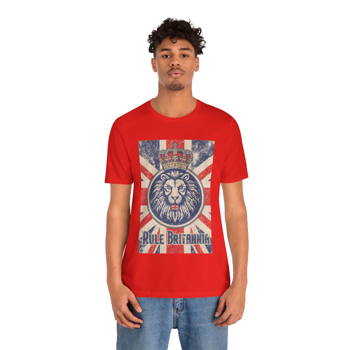Vintage-Inspired Lion Graphic Tee, Rule Britannia Shirt, Unisex Casual Wear, British Pride Apparel, Perfect for Festivals or Gifting