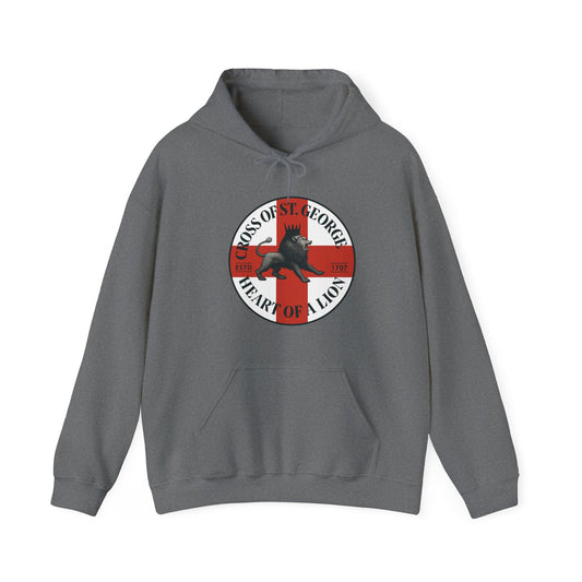 St. George Hoodie, Unisex Heavy Blend Sweatshirt, Heart of Lion Design, Casual Wear, Gift for Her/Him, Spring/Fall Fashion