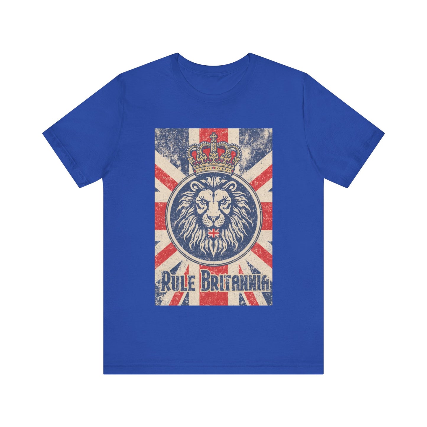Vintage-Inspired Lion Graphic Tee, Rule Britannia Shirt, Unisex Casual Wear, British Pride Apparel, Perfect for Festivals or Gifting