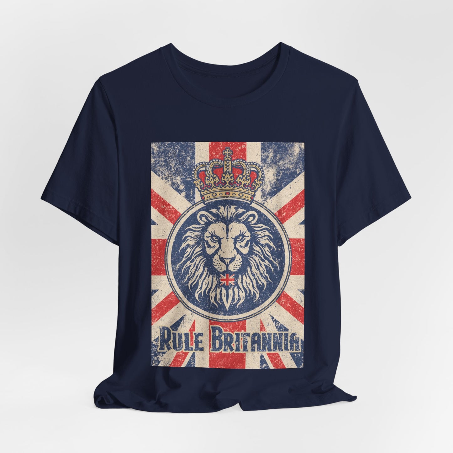 Vintage-Inspired Lion Graphic Tee, Rule Britannia Shirt, Unisex Casual Wear, British Pride Apparel, Perfect for Festivals or Gifting