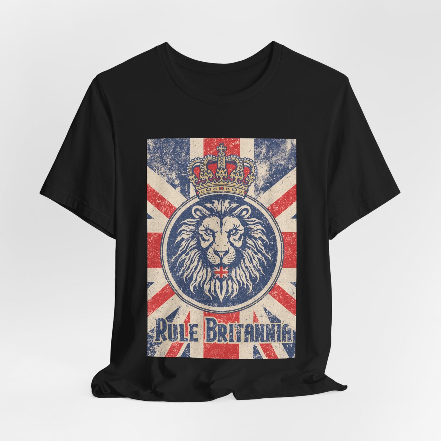 Vintage-Inspired Lion Graphic Tee, Rule Britannia Shirt, Unisex Casual Wear, British Pride Apparel, Perfect for Festivals or Gifting