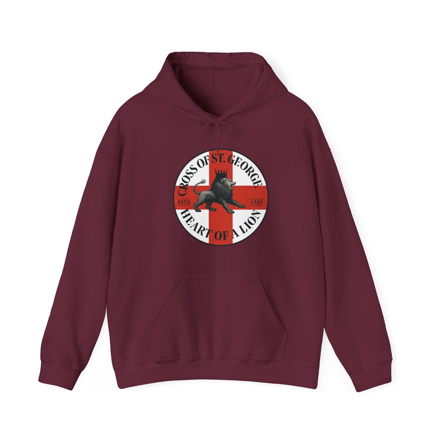 St. George Hoodie, Unisex Heavy Blend Sweatshirt, Heart of Lion Design, Casual Wear, Gift for Her/Him, Spring/Fall Fashion
