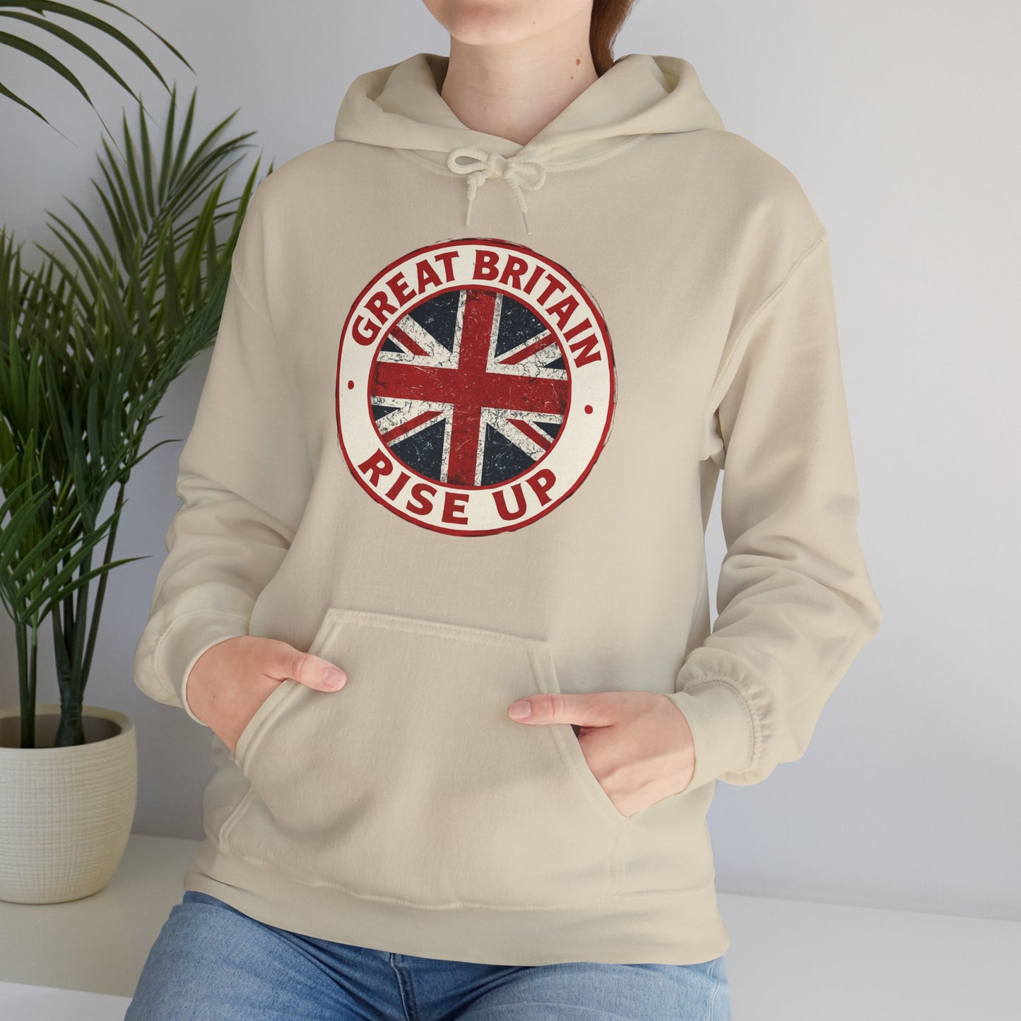 Great Britain Rise Up Hoodie | Unisex Heavy Blend Sweatshirt | Perfect for Pride, Travel, or Everyday Wear