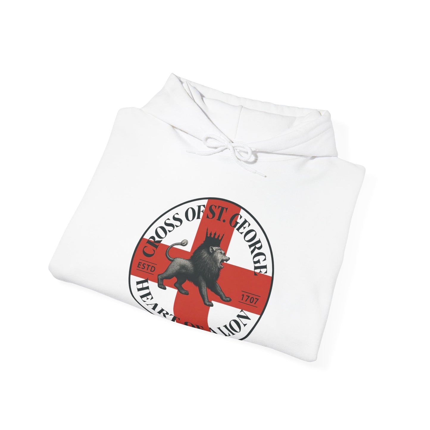 St. George Hoodie, Unisex Heavy Blend Sweatshirt, Heart of Lion Design, Casual Wear, Gift for Her/Him, Spring/Fall Fashion