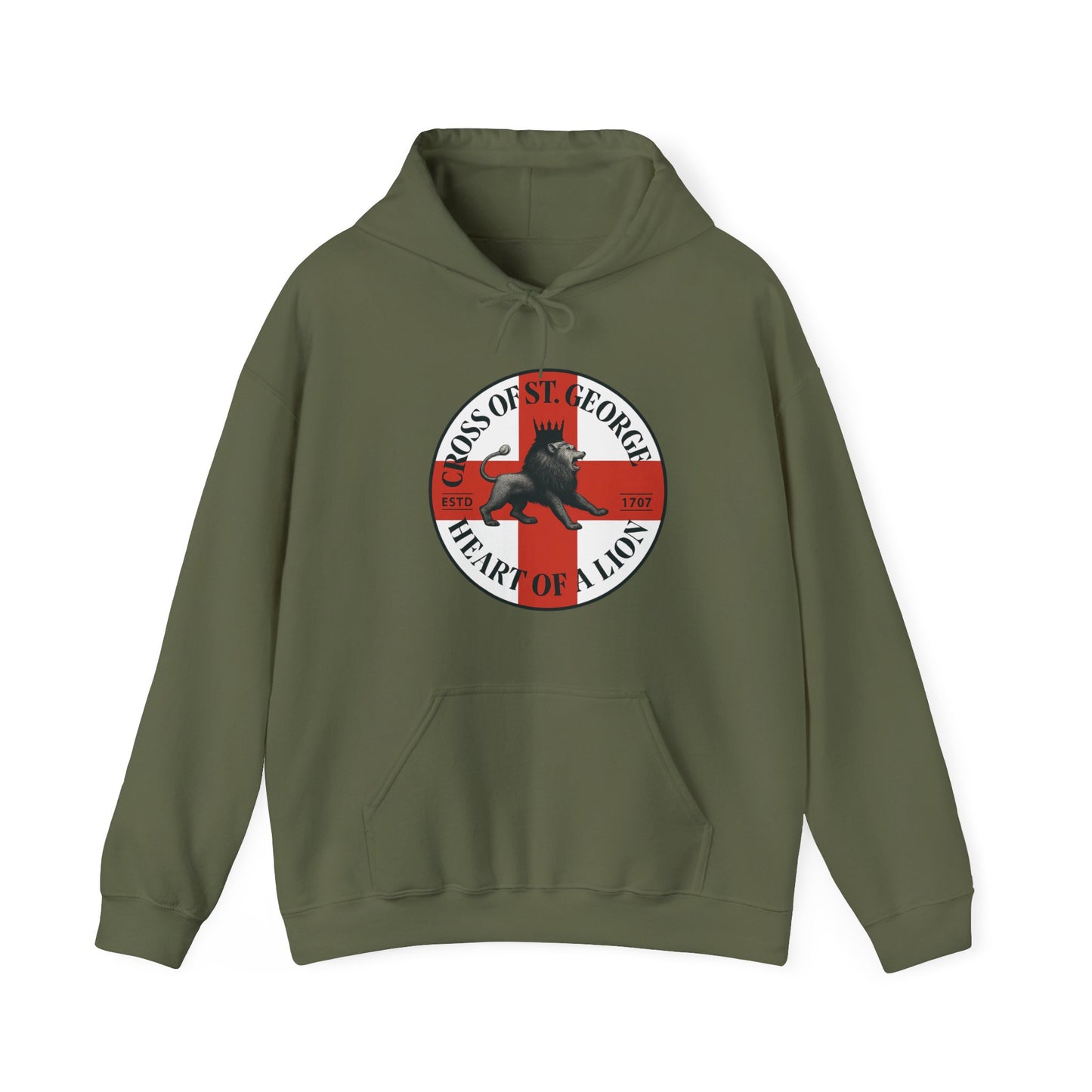 St. George Hoodie, Unisex Heavy Blend Sweatshirt, Heart of Lion Design, Casual Wear, Gift for Her/Him, Spring/Fall Fashion
