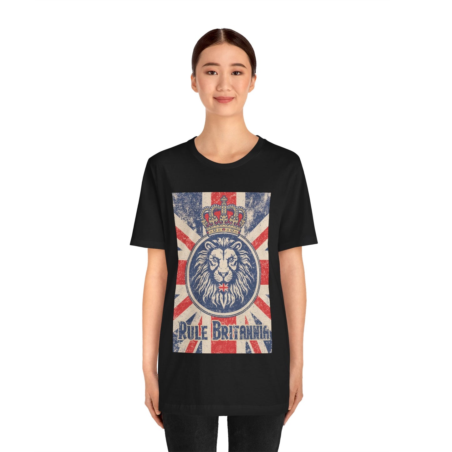 Vintage-Inspired Lion Graphic Tee, Rule Britannia Shirt, Unisex Casual Wear, British Pride Apparel, Perfect for Festivals or Gifting