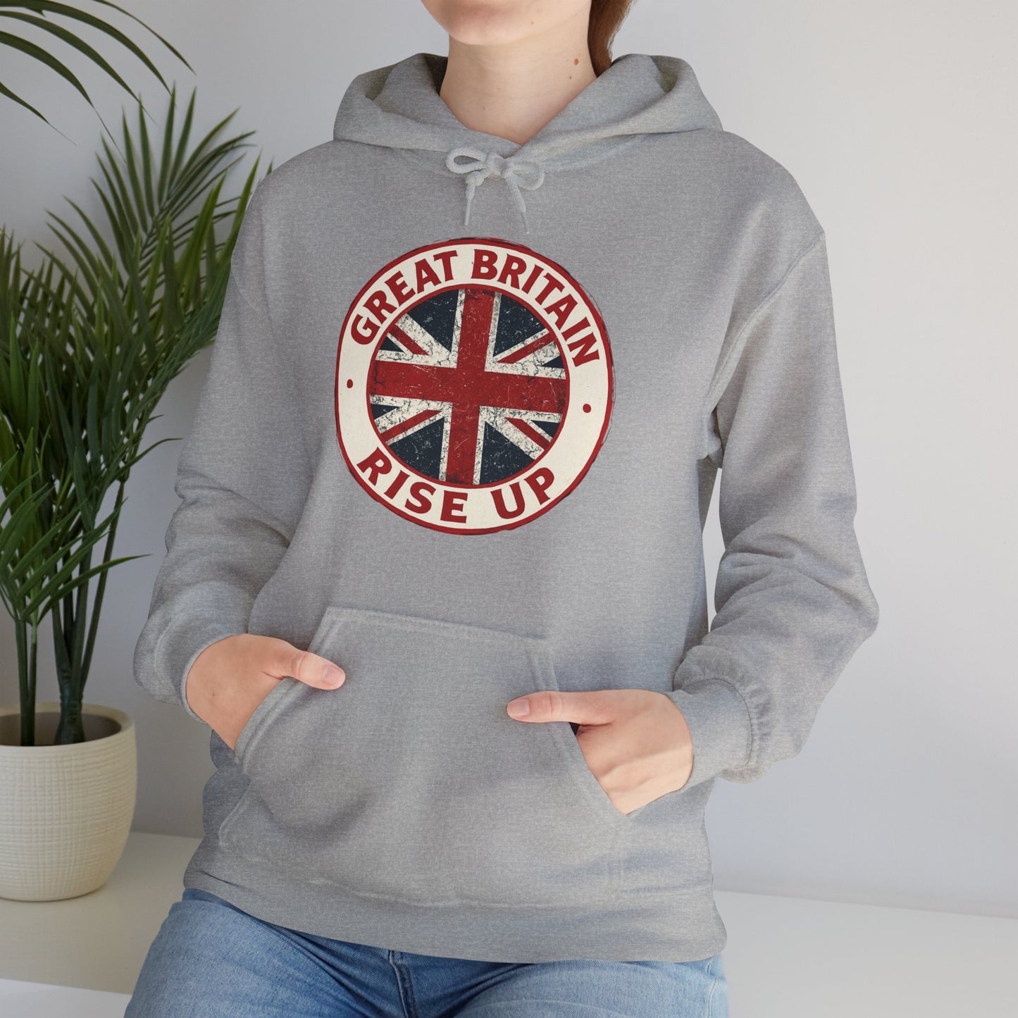 Great Britain Rise Up Hoodie | Unisex Heavy Blend Sweatshirt | Perfect for Pride, Travel, or Everyday Wear