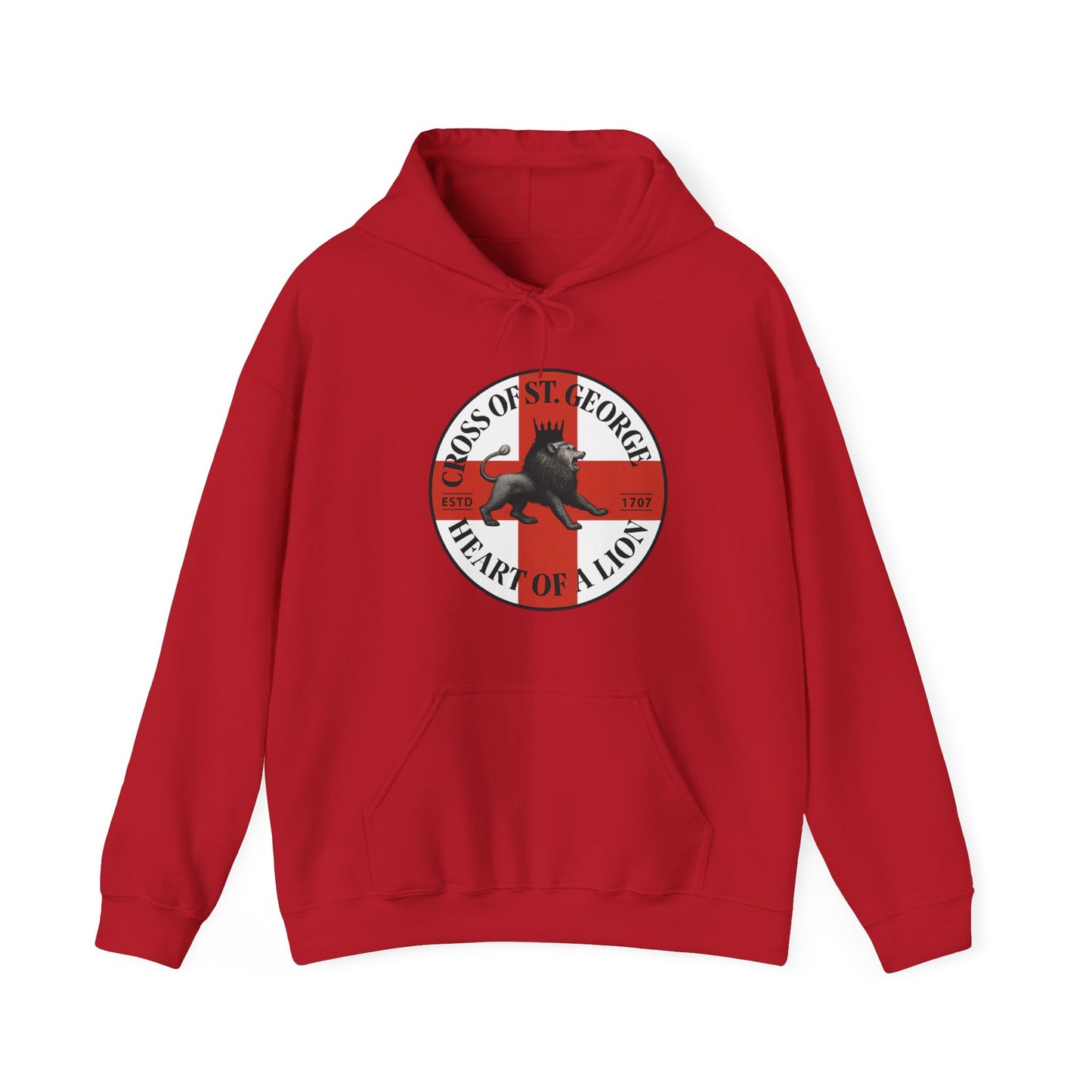 St. George Hoodie, Unisex Heavy Blend Sweatshirt, Heart of Lion Design, Casual Wear, Gift for Her/Him, Spring/Fall Fashion