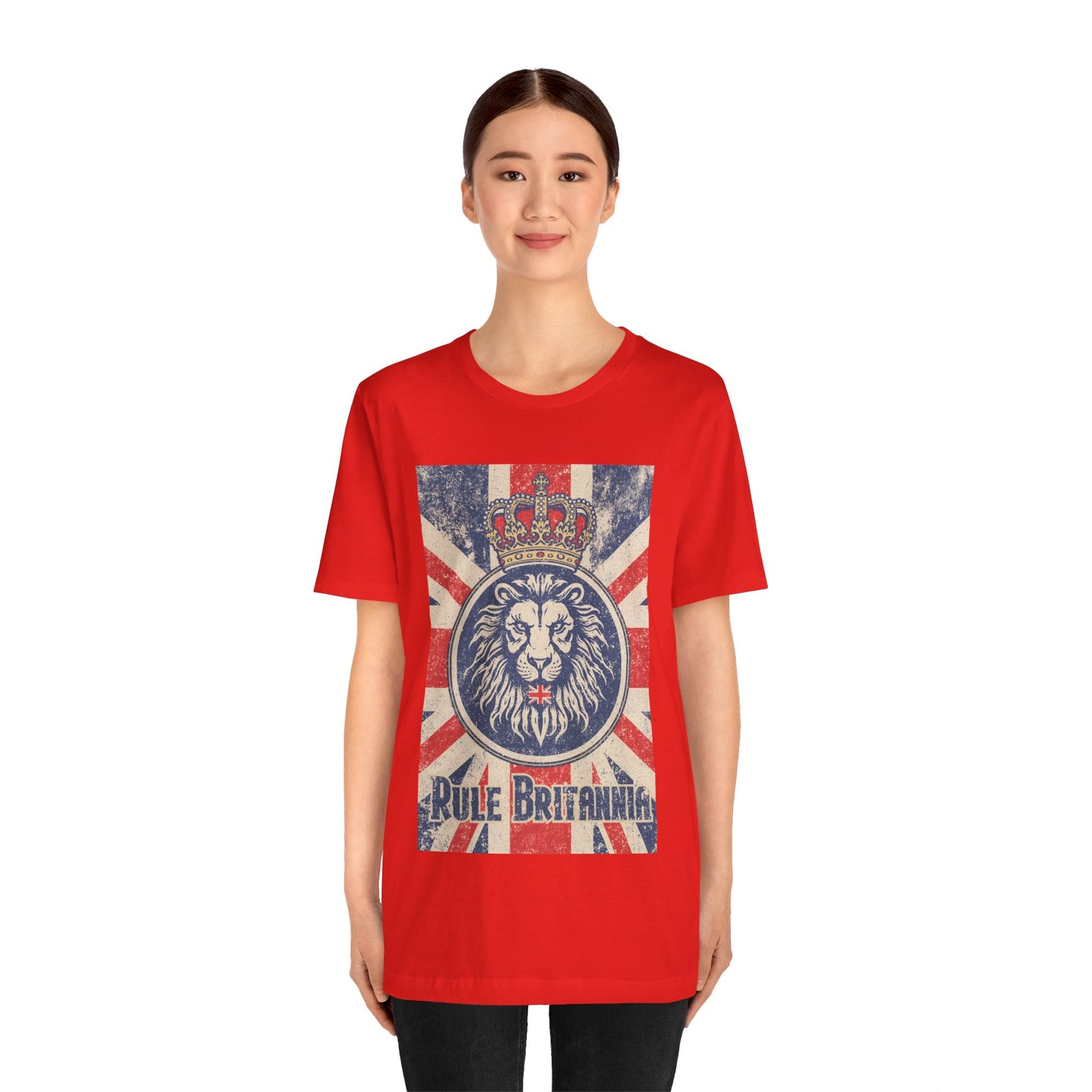 Vintage-Inspired Lion Graphic Tee, Rule Britannia Shirt, Unisex Casual Wear, British Pride Apparel, Perfect for Festivals or Gifting