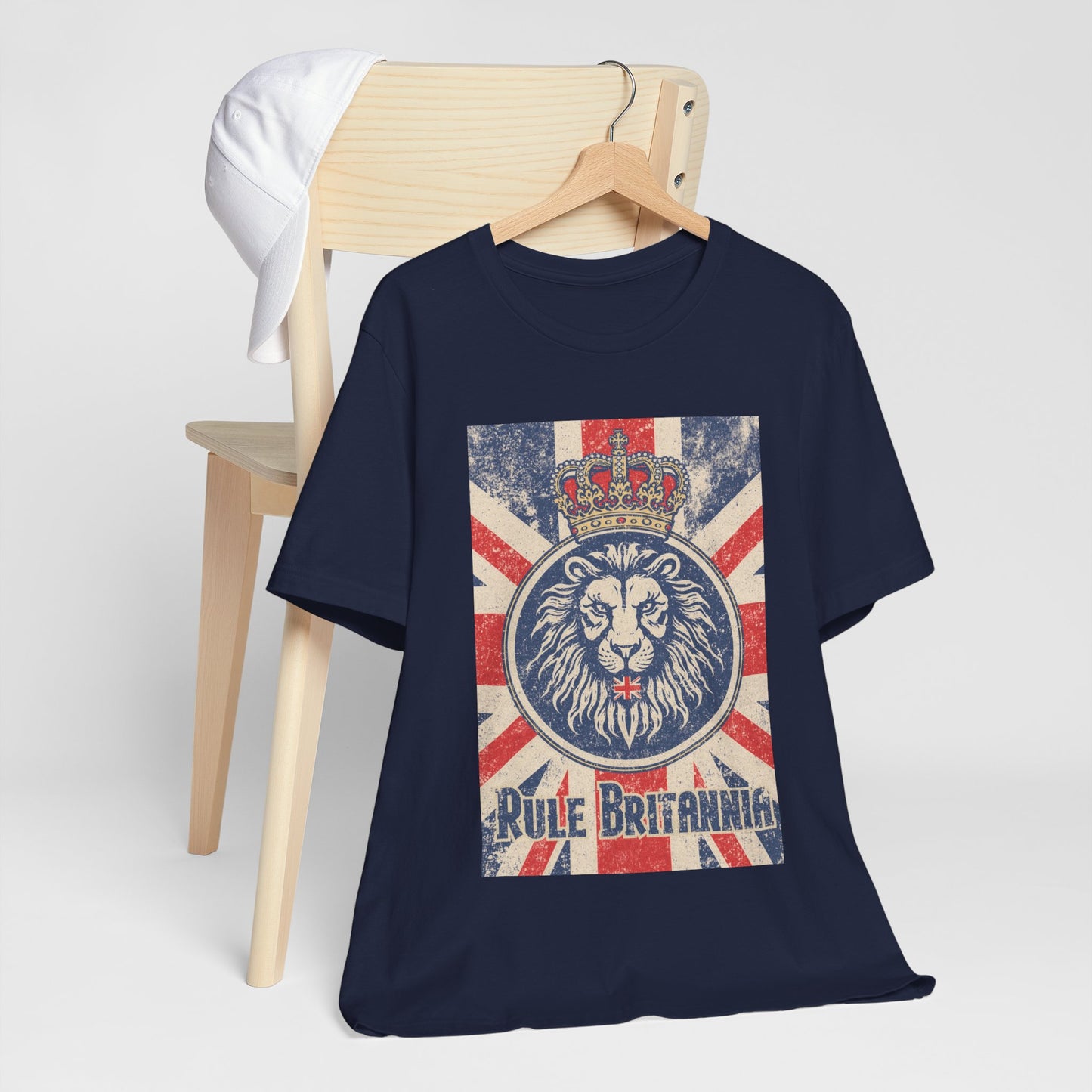Vintage-Inspired Lion Graphic Tee, Rule Britannia Shirt, Unisex Casual Wear, British Pride Apparel, Perfect for Festivals or Gifting