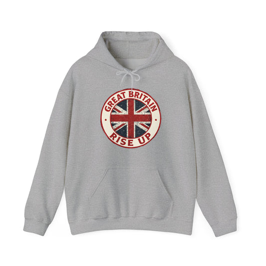 Great Britain Rise Up Hoodie | Unisex Heavy Blend Sweatshirt | Perfect for Pride, Travel, or Everyday Wear