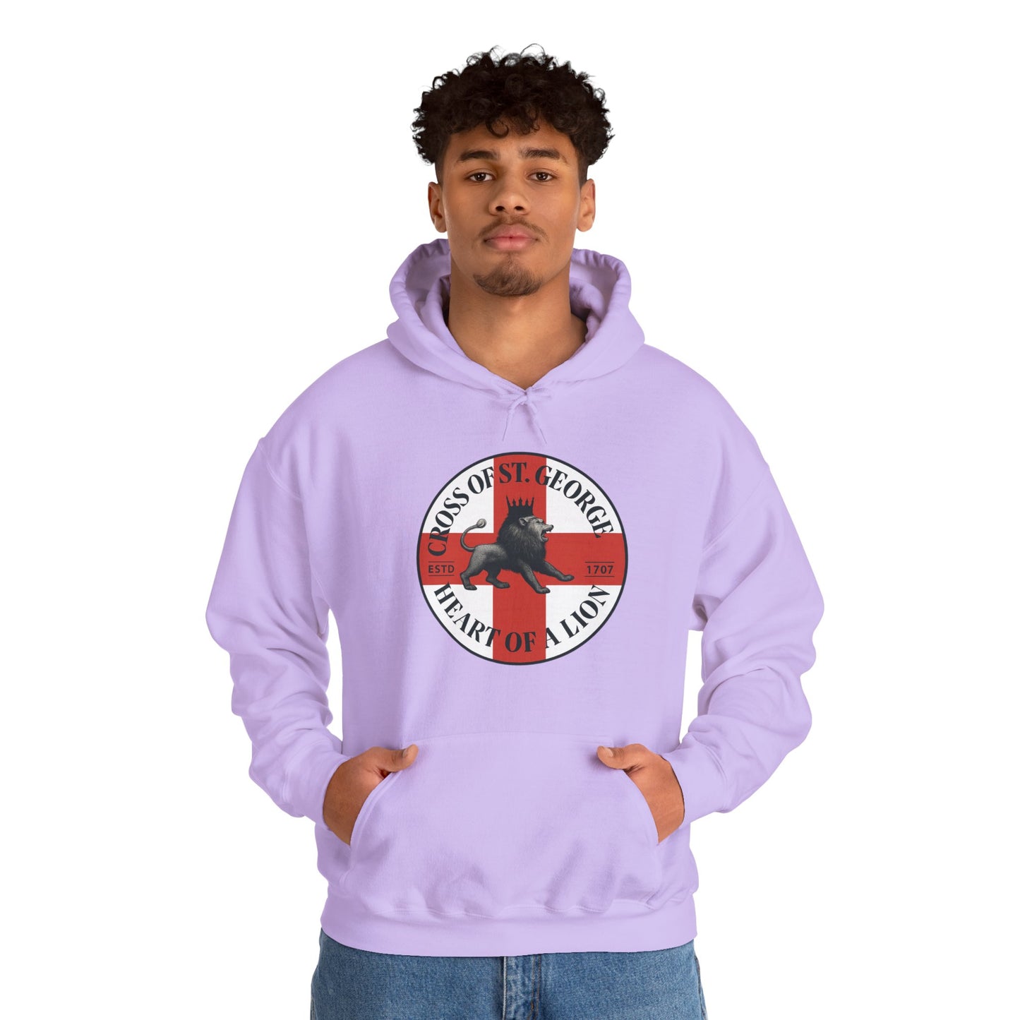 St. George Hoodie, Unisex Heavy Blend Sweatshirt, Heart of Lion Design, Casual Wear, Gift for Her/Him, Spring/Fall Fashion