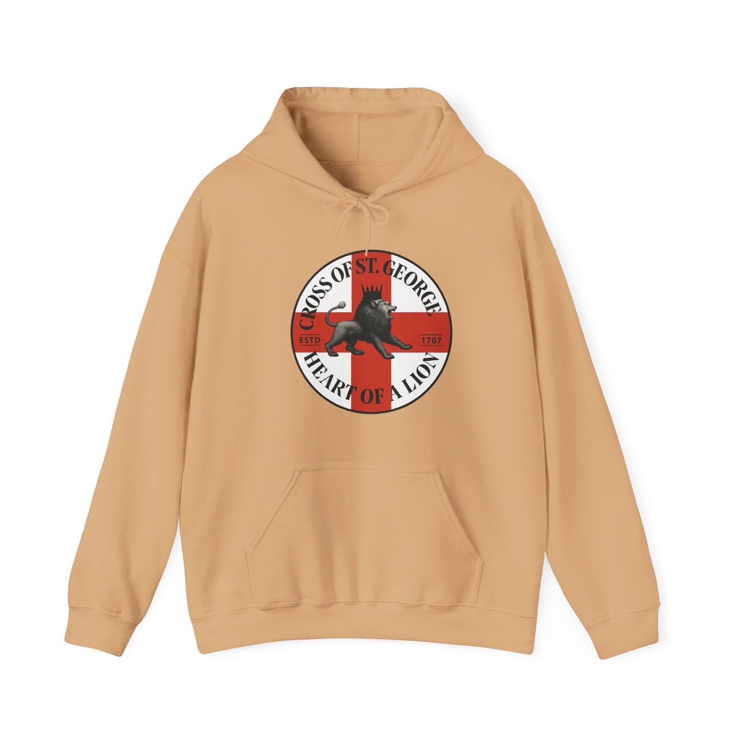 St. George Hoodie, Unisex Heavy Blend Sweatshirt, Heart of Lion Design, Casual Wear, Gift for Her/Him, Spring/Fall Fashion