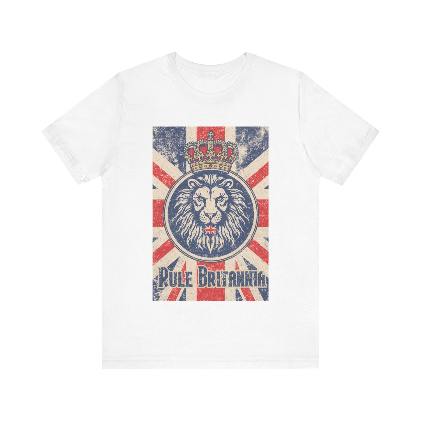 Vintage-Inspired Lion Graphic Tee, Rule Britannia Shirt, Unisex Casual Wear, British Pride Apparel, Perfect for Festivals or Gifting
