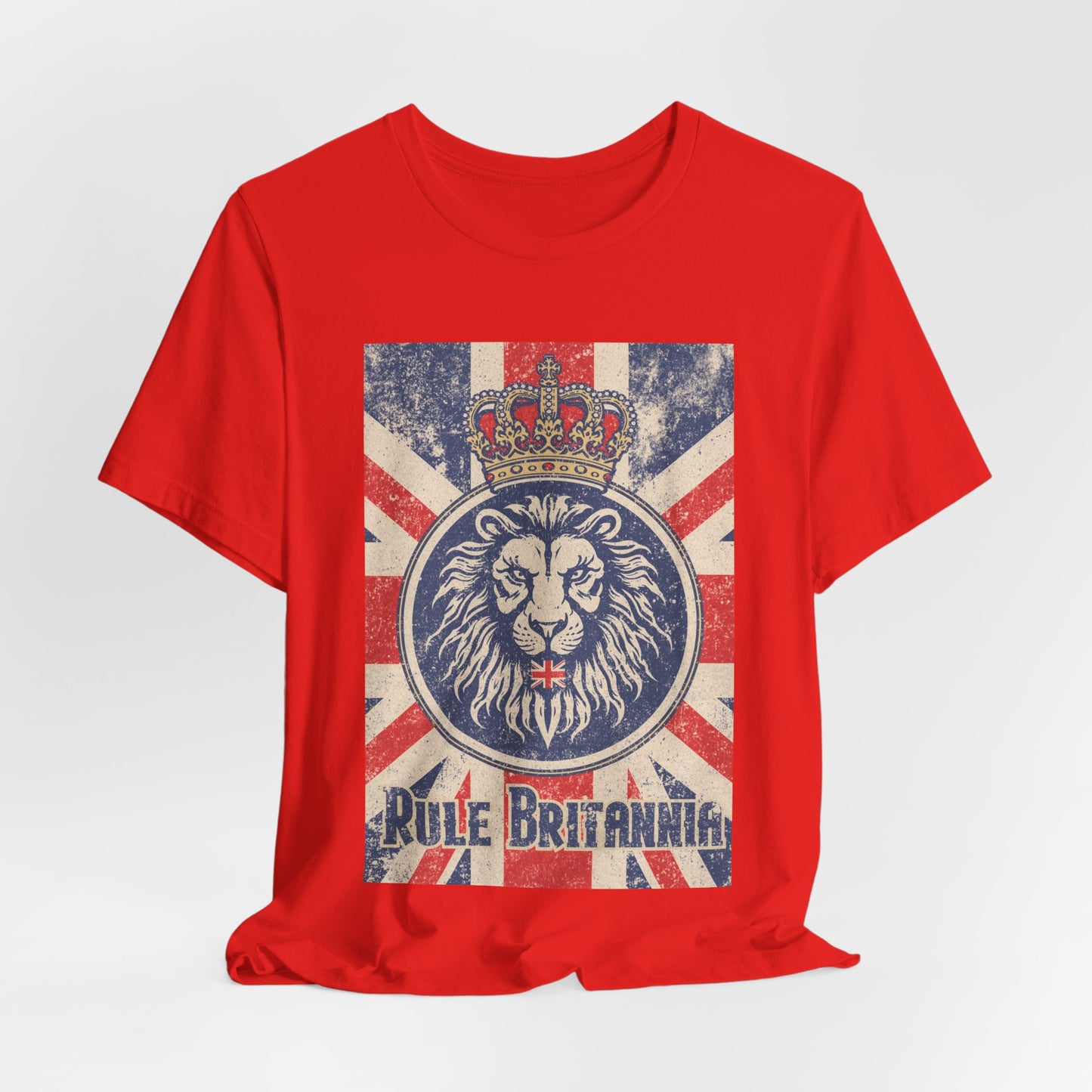 Vintage-Inspired Lion Graphic Tee, Rule Britannia Shirt, Unisex Casual Wear, British Pride Apparel, Perfect for Festivals or Gifting