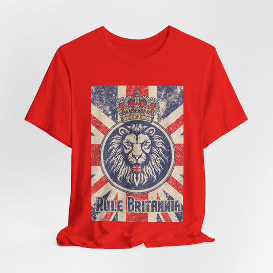 Vintage-Inspired Lion Graphic Tee, Rule Britannia Shirt, Unisex Casual Wear, British Pride Apparel, Perfect for Festivals or Gifting