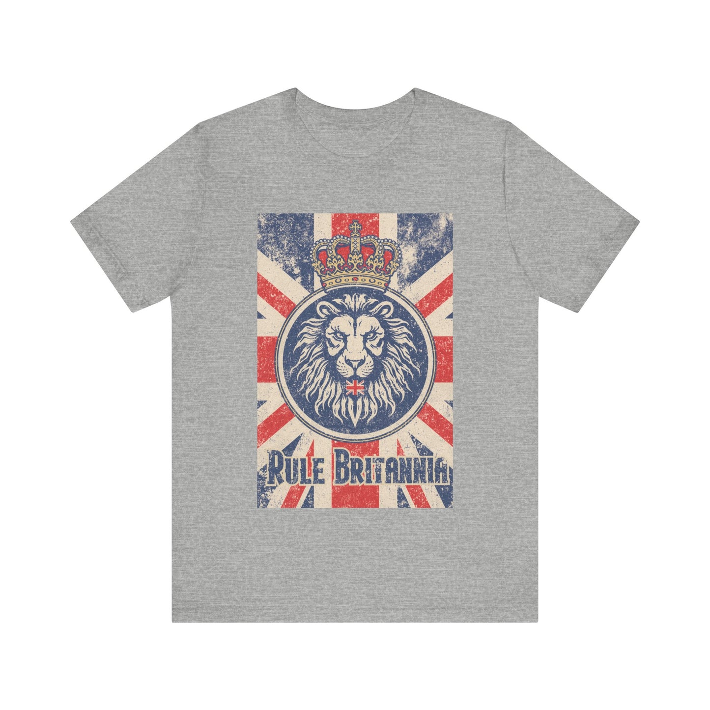 Vintage-Inspired Lion Graphic Tee, Rule Britannia Shirt, Unisex Casual Wear, British Pride Apparel, Perfect for Festivals or Gifting