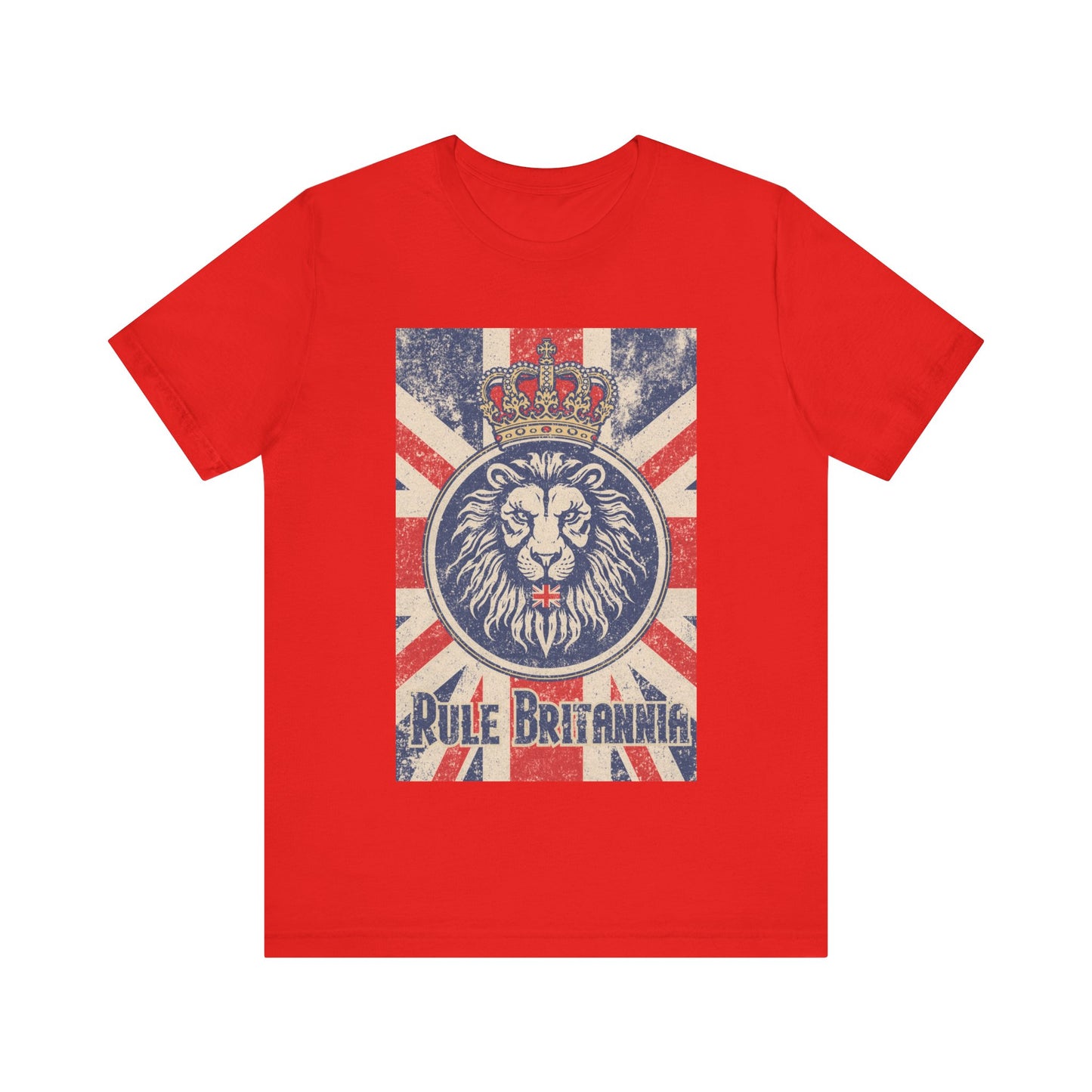 Vintage-Inspired Lion Graphic Tee, Rule Britannia Shirt, Unisex Casual Wear, British Pride Apparel, Perfect for Festivals or Gifting