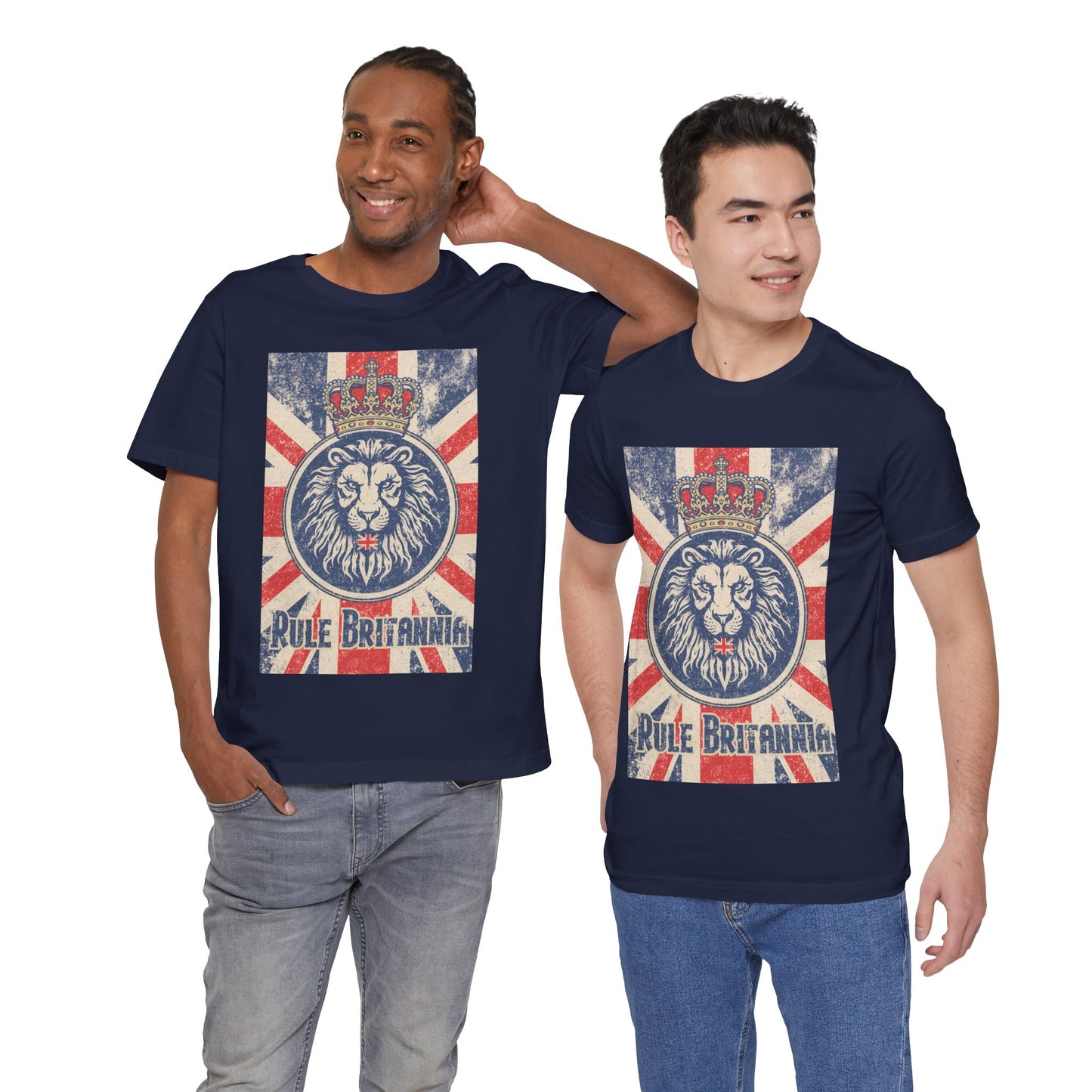 Vintage-Inspired Lion Graphic Tee, Rule Britannia Shirt, Unisex Casual Wear, British Pride Apparel, Perfect for Festivals or Gifting