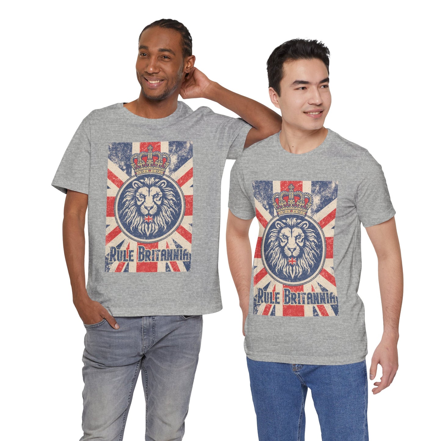 Vintage-Inspired Lion Graphic Tee, Rule Britannia Shirt, Unisex Casual Wear, British Pride Apparel, Perfect for Festivals or Gifting