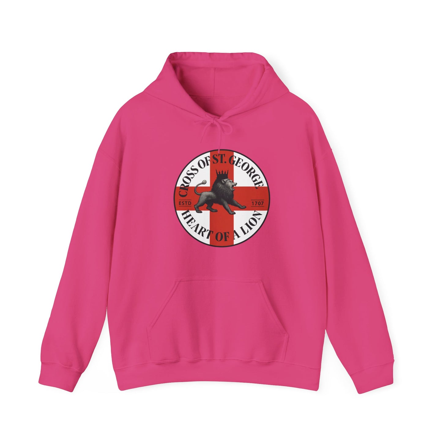 St. George Hoodie, Unisex Heavy Blend Sweatshirt, Heart of Lion Design, Casual Wear, Gift for Her/Him, Spring/Fall Fashion