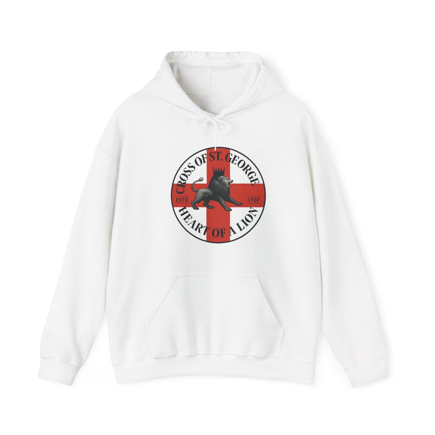 St. George Hoodie, Unisex Heavy Blend Sweatshirt, Heart of Lion Design, Casual Wear, Gift for Her/Him, Spring/Fall Fashion